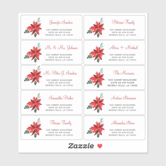 Kerstmis, individuele gast adresetiketten sticker (Vel)