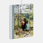 Kerstmis ingelijst Foto Sneeuwvlokken Wit Blauw Metalen Ornament (Voorkant Rechts)