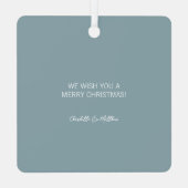 Kerstmis ingelijst Foto Sneeuwvlokken Wit Blauw Metalen Ornament (Achterkant)