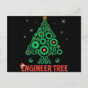Kerstmis Ingenieur Boom Werktuigbouwkunde Feestdagenkaart