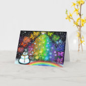 Kerstmis Ingeweven Regenboog Feestkaart Kaart (Gele Bloem)