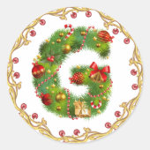 kerstmis initiaal G monogram sticker (Voorkant)