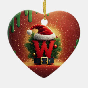 Kerstmis Initiaal W Voor Kerstcadeaus Keramisch Ornament