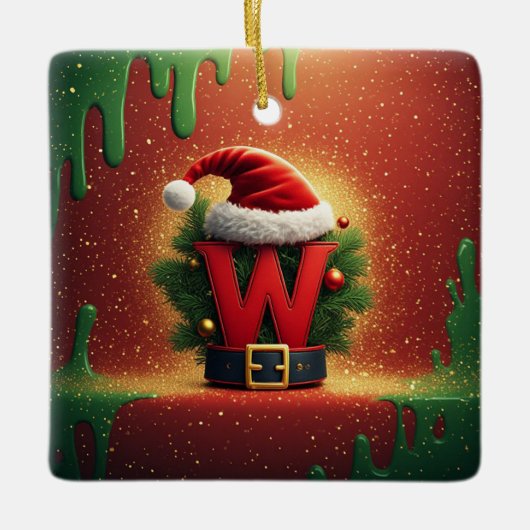 Kerstmis Initiaal W Voor Kerstcadeaus Keramisch Ornament (Voorkant)