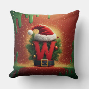 Kerstmis Initiaal W Voor Kerstcadeaus Kussen