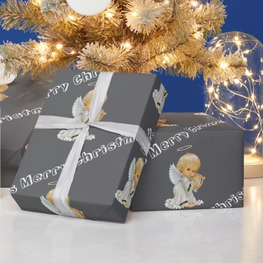 Kerstmis Inpakpapier Baby Grijs Engel (Feestdagen)