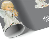 Kerstmis Inpakpapier Baby Grijs Engel (Rol Hoek)