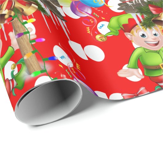 Kerstmis Inpakpapier Elf (Rol Hoek)