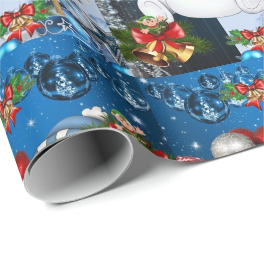 Kerstmis Inpakpapier Elf Sneeuwman (Rol Hoek)