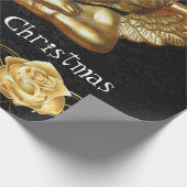 Kerstmis Inpakpapier Gouden Engel (Hoek)