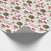 Kerstmis Inpakpapier met Vintage Kerstman (Hoek)