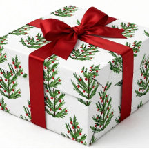 Kerstmis Inpakpapier Rustieke Donkere Pijnboom & R