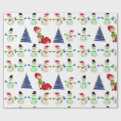 Kerstmis Inpakpapier Sneeuwman Elf (Vlak)