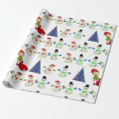 Kerstmis Inpakpapier Sneeuwman Elf (Uitgerold)