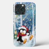 Kerstmis iPhone Case Gift Gelukkig Penguin Party (Achterkant)
