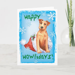 Kerstmis: Irish Terrier Holiday Card Feestdagen Kaart