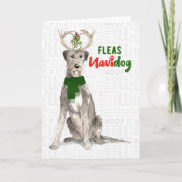 Kerstmis Irish Wolfhound Dog Fleas NaviDOG Feestdagen Kaart