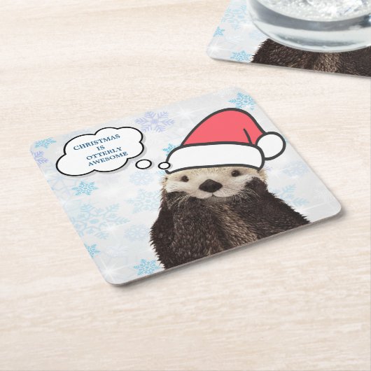 Kerstmis is absoluut Geweldige Otter Pun Kartonnen Onderzetters (Schuin)
