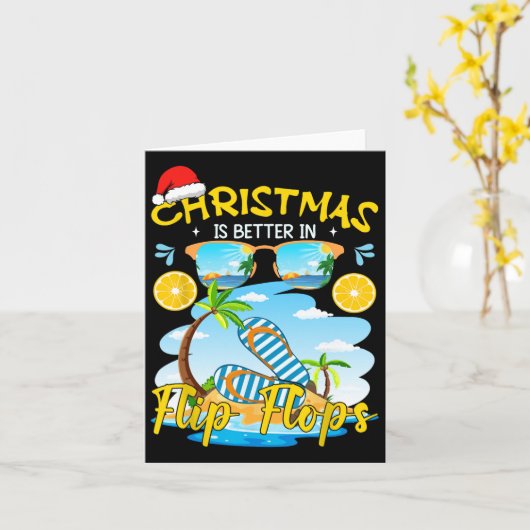 Kerstmis is beter in Flip Flops Beach Summer Kerst Kaart (Gele Bloem)