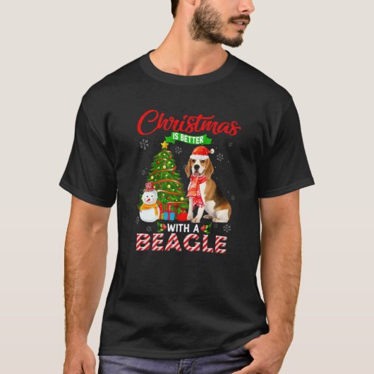 Kerstmis is beter met een beagle Santa Hat Light T-shirt (Voorkant)