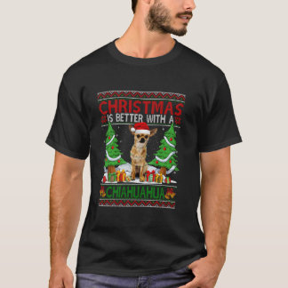 Kerstmis is beter met een chiahua lelijk kerstfees t-shirt