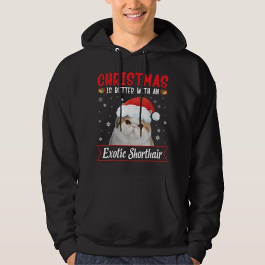 Kerstmis is beter met een exotische kortharige kat hoodie (Voorkant)