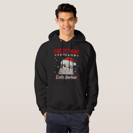 Kerstmis is beter met een exotische kortharige kat hoodie (Voorkant volledig)
