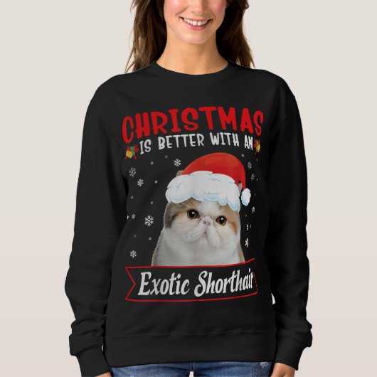 Kerstmis is beter met een exotische kortharige kat trui (Voorkant)
