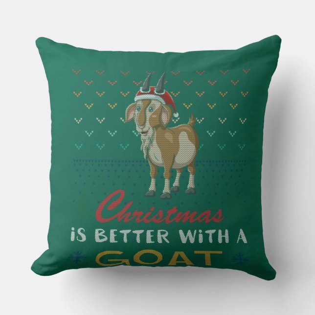 Kerstmis is beter met een geit met een lomp kerstm kussen (Voorkant)
