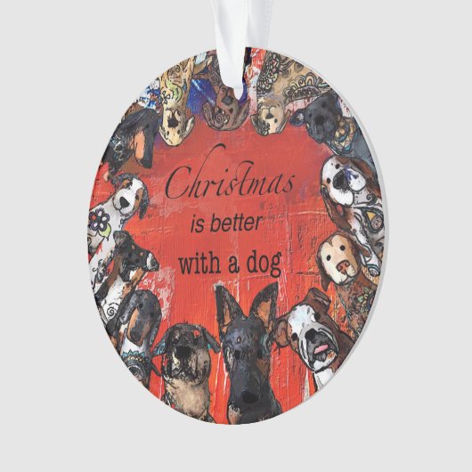 Kerstmis is beter met een hond ornament (voorkant)