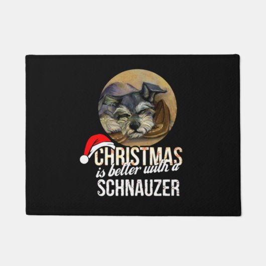 Kerstmis is beter met een Schnauzer Deurmat (Voorkant)