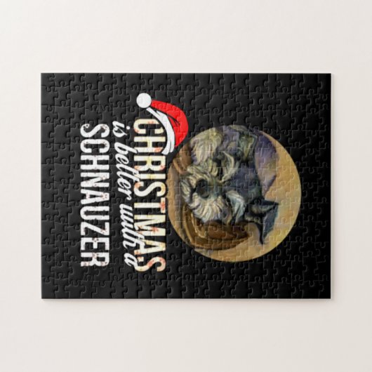 Kerstmis is beter met een Schnauzer Legpuzzel (Horizontaal)