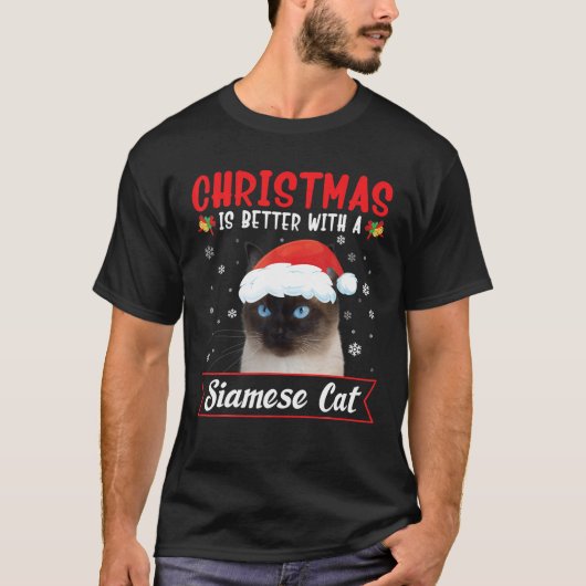 Kerstmis is beter met een Siamese kat Vrolijke Ker T-shirt (Voorkant)