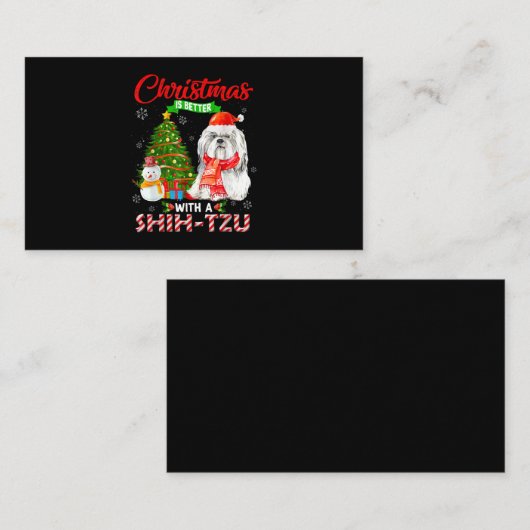 Kerstmis is beter met een sjiitische Tzu Santa Hat Informatiekaartje (Voorkant / Achterkant)