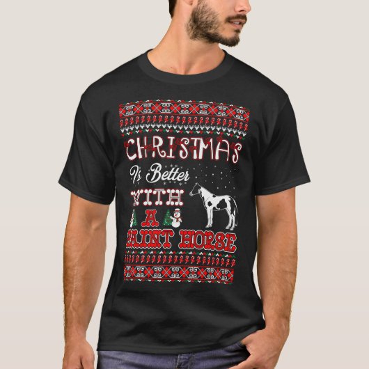 Kerstmis is beter met een verfpaard. t-shirt (Voorkant)