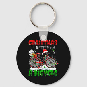 Kerstmis is beter op een fiets Kerstman fietser Co Sleutelhanger