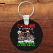 Kerstmis is beter op een fiets Kerstman fietser Co Sleutelhanger (Voorkant)