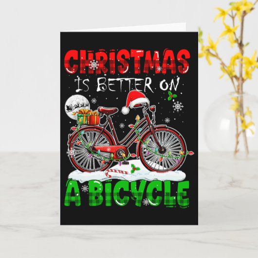 Kerstmis is beter op een fiets Kerstman Wielrenner Kaart (Gele Bloem)