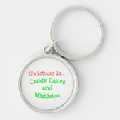 "Kerstmis is...Candy Canes en Mistletoe" Zinde Sleutelhanger (Voorkant)