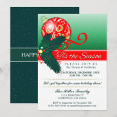 Kerstmis is de Seizoen Groene & Rode Partij uitnod Kaart (Voorkant / Achterkant)