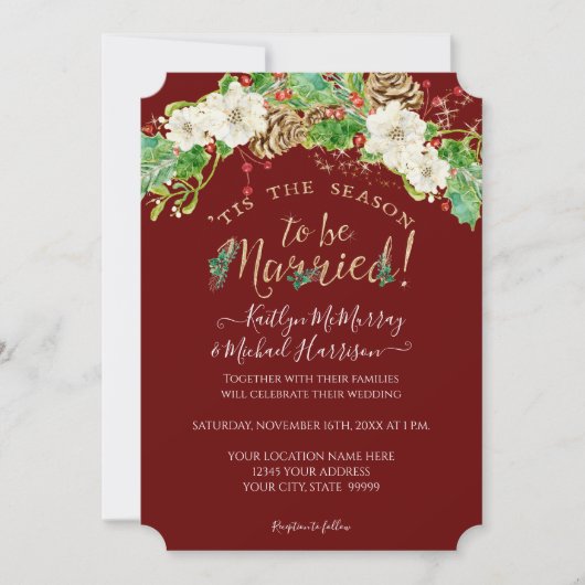 Kerstmis is de Seizoensbloes gouden bruiloft Kaart (Voorkant)