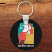 Kerstmis is geannuleerd Kerstman Humoristisch Cade Sleutelhanger (Voorkant)