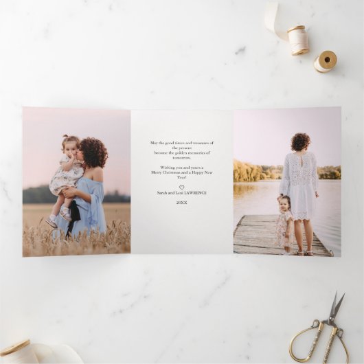 Kerstmis is goud | Ivory 5 galerie met meerdere fo Drieluik Uitnodiging (Binnen)