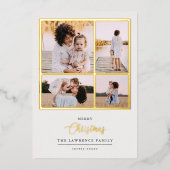 Kerstmis is goud | Munt Modern 4 foto-feestdagen Folie Uitnodiging (Voorkant)