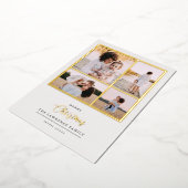 Kerstmis is goud | Munt Modern 4 foto-feestdagen Folie Uitnodiging (Gedraaid)