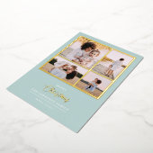 Kerstmis is goud | Munt Modern 4 foto-feestdagen Folie Uitnodiging (Gedraaid)