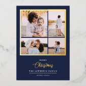 Kerstmis is goud | Munt Modern 4 foto-feestdagen Folie Uitnodiging (Voorkant)