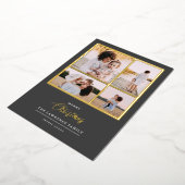 Kerstmis is goud | Munt Modern 4 foto-feestdagen Folie Uitnodiging (Gedraaid)