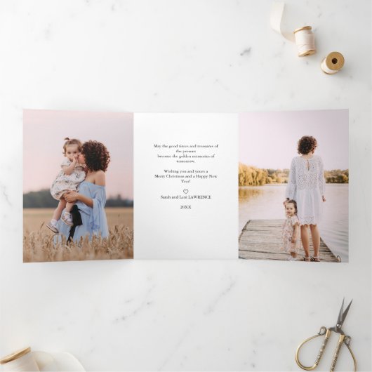 Kerstmis is goud | NAVY 5 Galerij met meerdere fot Drieluik Uitnodiging (Binnen)