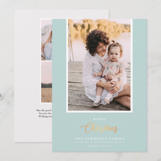 Kerstmis is goud | Verticale foto van Munt Modern Feestdagenkaart (Voorkant / Achterkant)